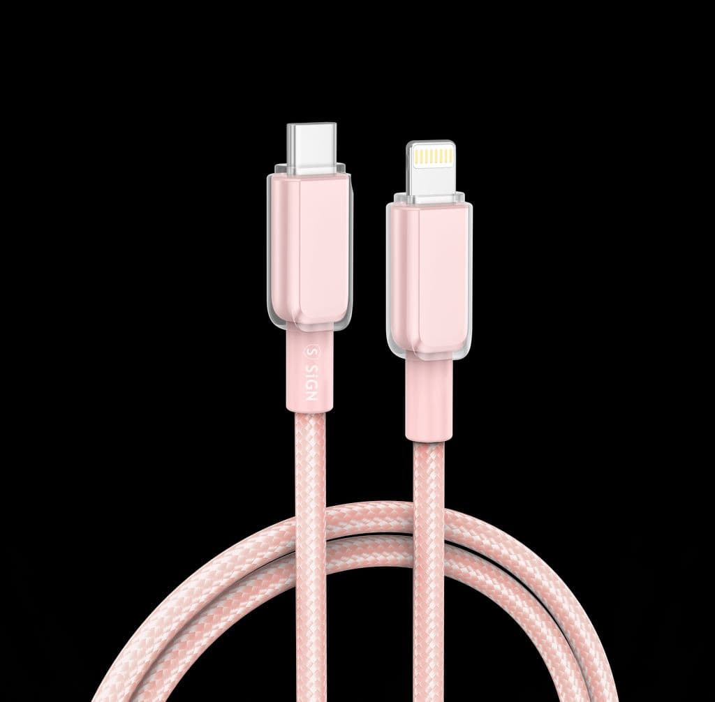 SiGN USB-C til Lightning-kabel 30W, 1m - Rosa