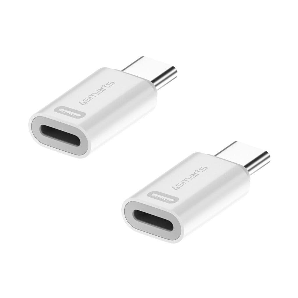 4Smarts Lightning til USB-C ladeadapter 27W PD, 2-pakning - Hvit