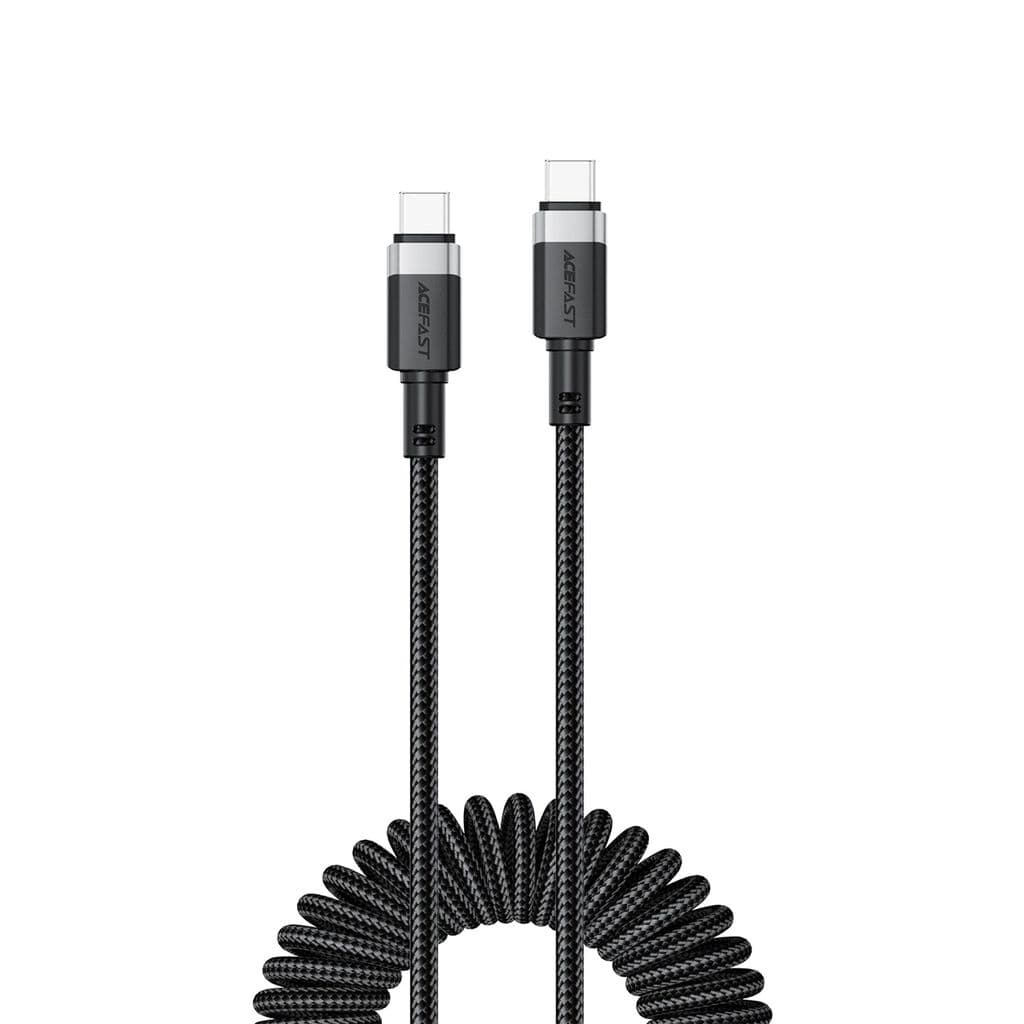 Acefast C14-04 USB-C til USB-C-kabel med fjær 3A, 480 Mb/s, 1,2 m - svart