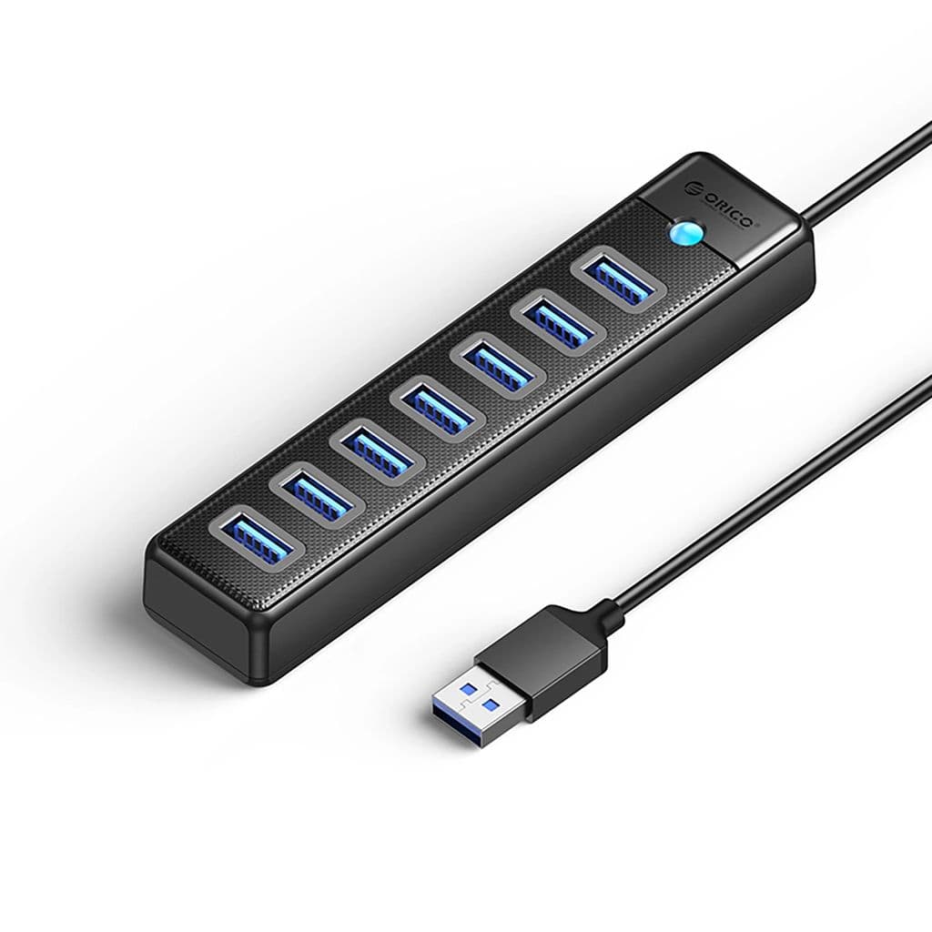 Orico USB-A-hub 7x USB-A 3.0 / 1x USB-C 5V-3A 1m - Svart