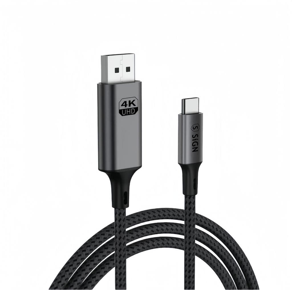 SiGN USB-C til DisplayPort-kabel 4K@60Hz, 2m - svart
