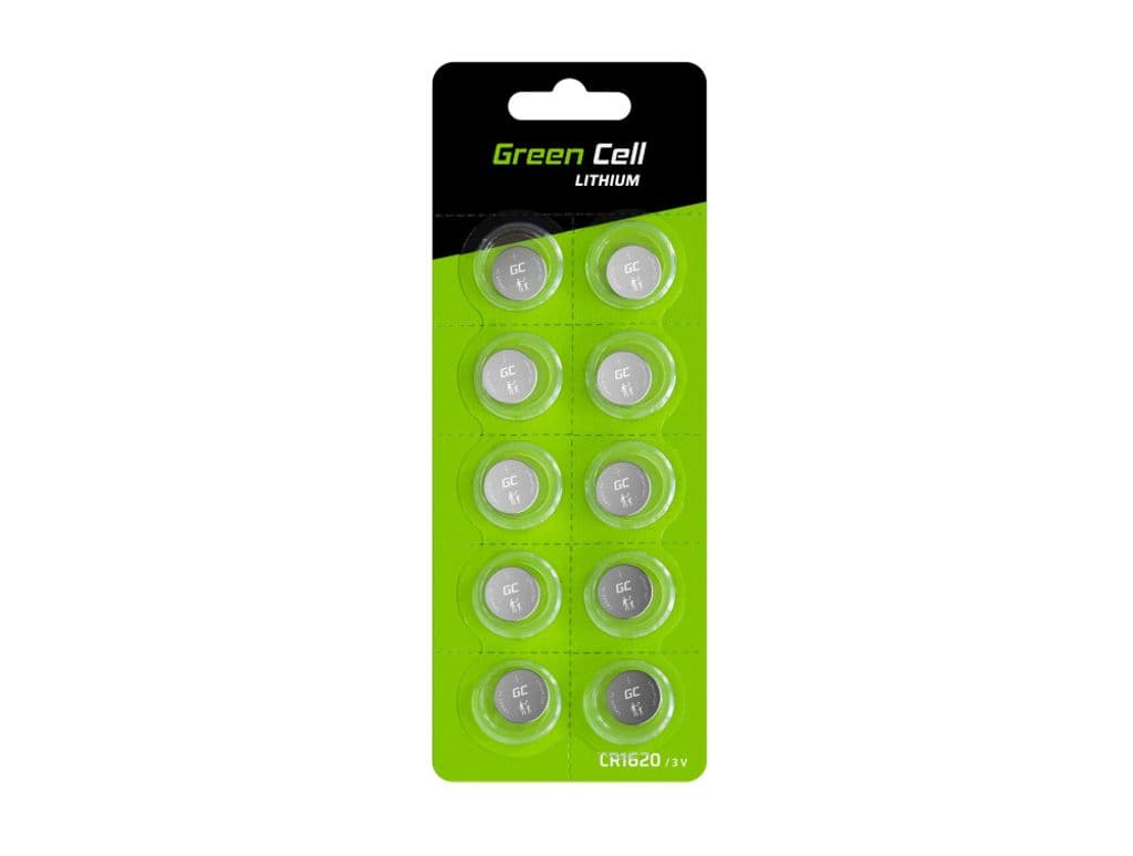 Green Cell CR1620-batterier, 10-pakning – 70 mAh, 3 V