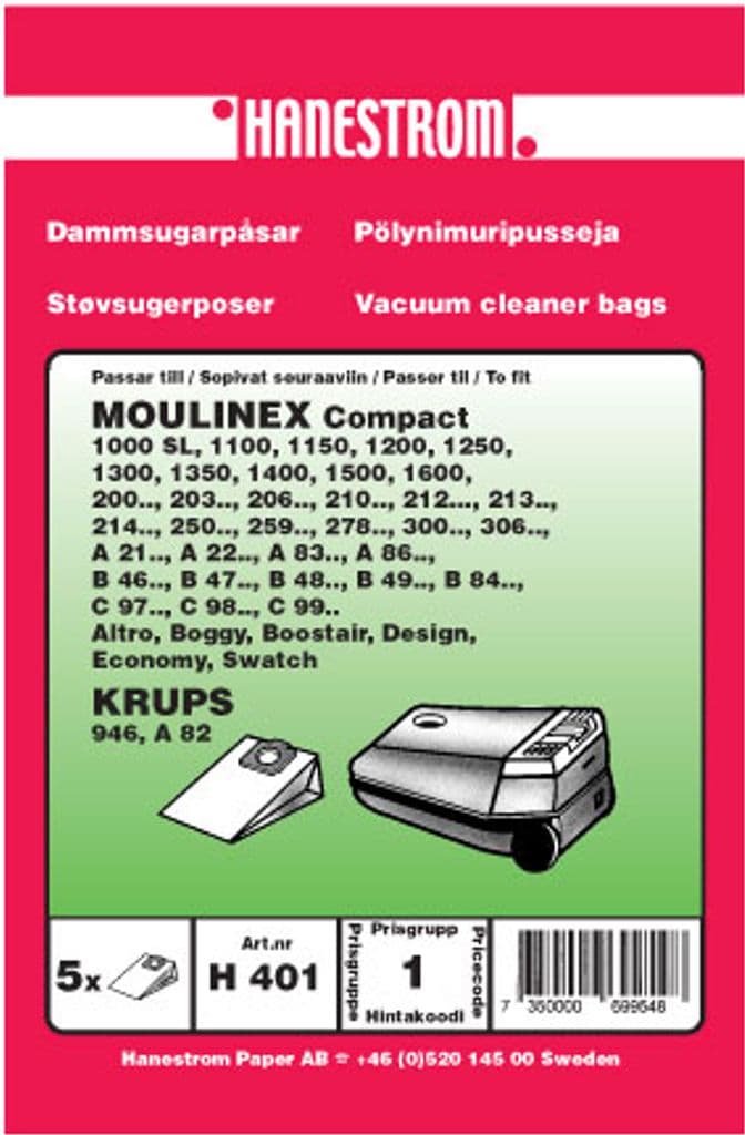 Moulinex, Krups Støvsugerposer, 5stk
