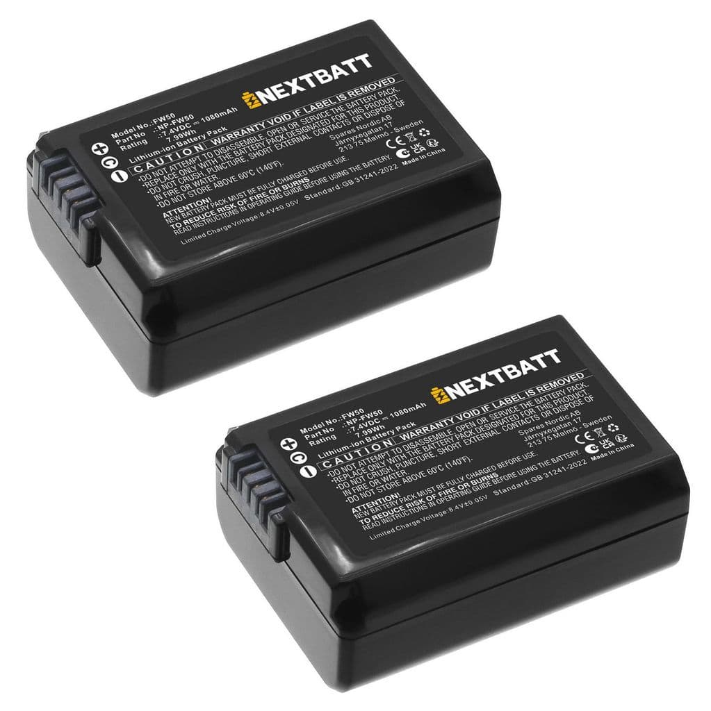 Batteri til Sony NP-FW50 og andre – 2-pakning