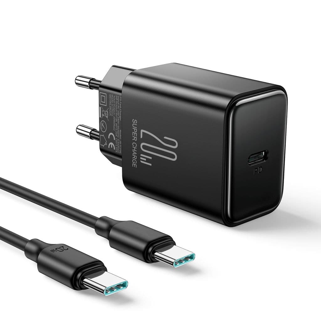 NEXTBATT 20W hurtiglader PD + 60W USB-C-kabel, 1m - svart