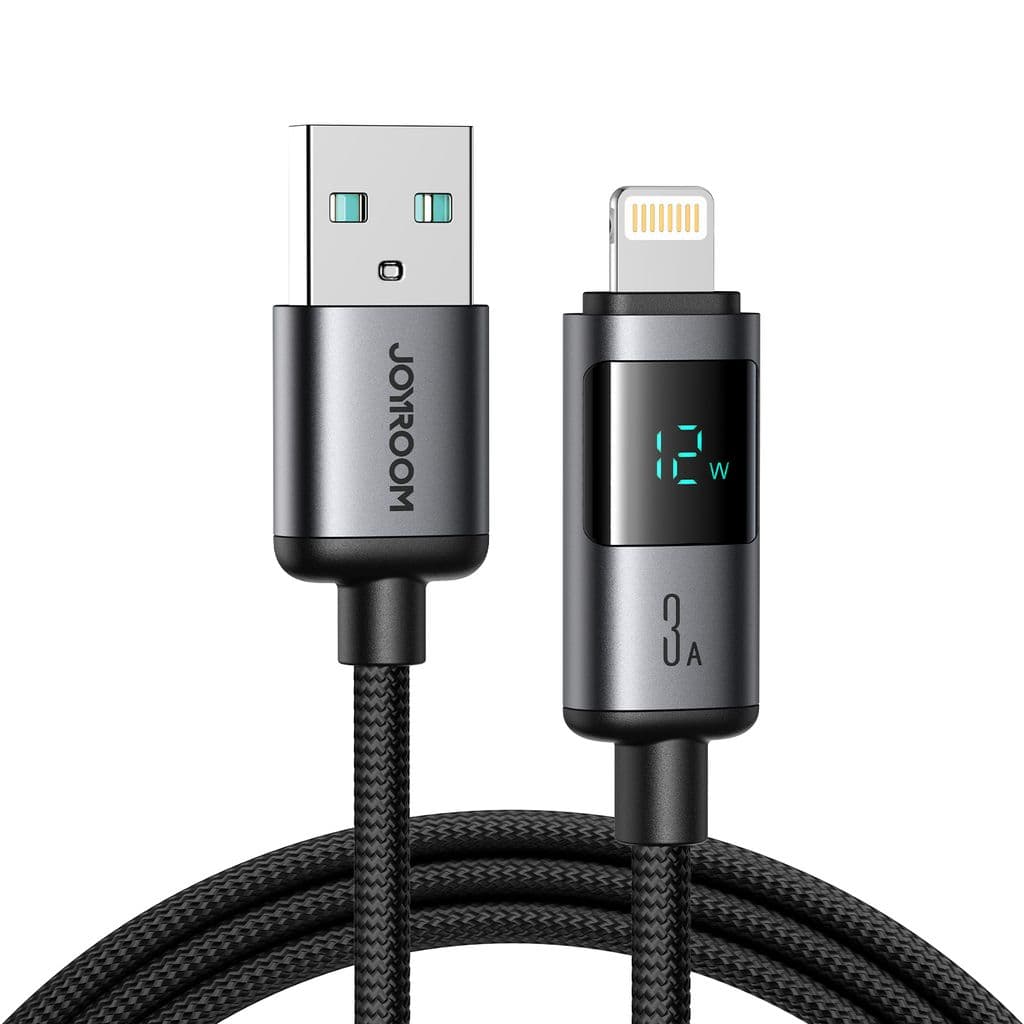 Joyroom USB-A til lynrask ladekabel med skjerm 3A, 1,2 m