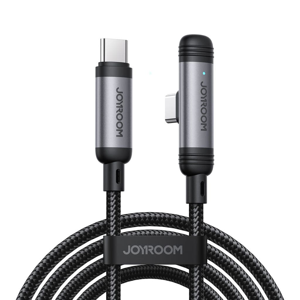 Joyroom USB-C til USB-C vinklet hurtigladekabel 60W, 1,2m - Svart