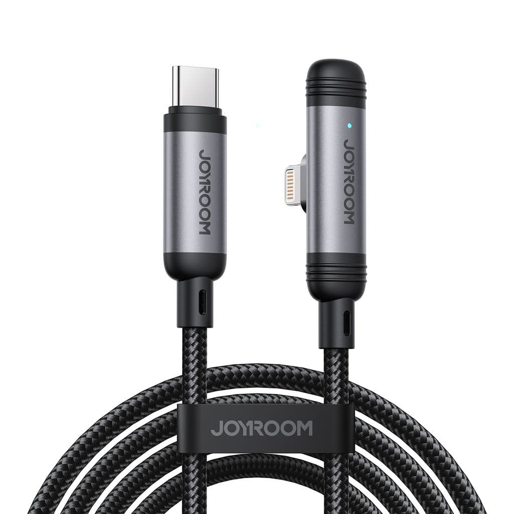 Joyroom USB-C til Lightning vinklet hurtigladekabel 30W, 1,2m - Svart