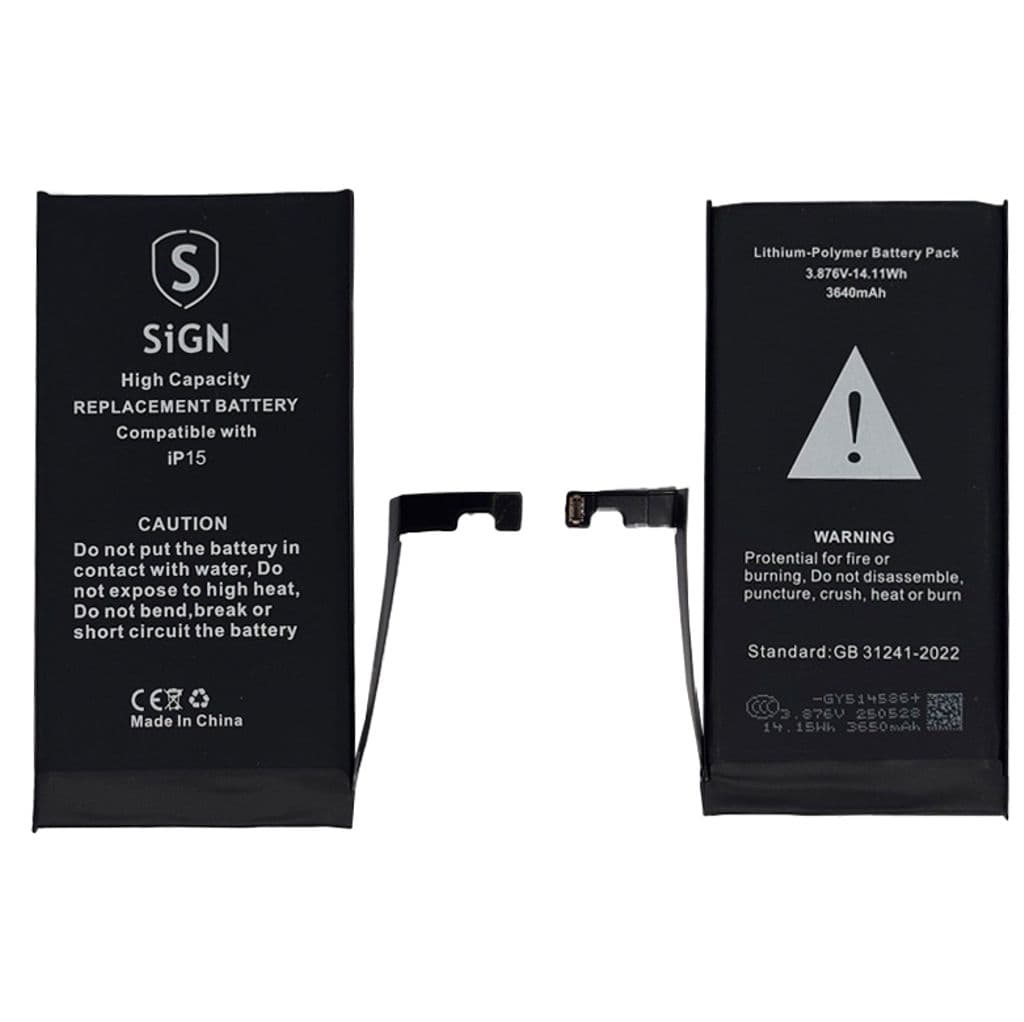 iPhone 15 Batteri med høy kapasitet - 3640mAh