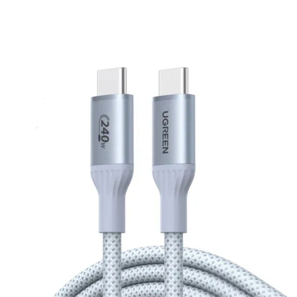 UGREEN USB-C til USB-C PD hurtigladekabel 240W, 1m – sølv/hvit