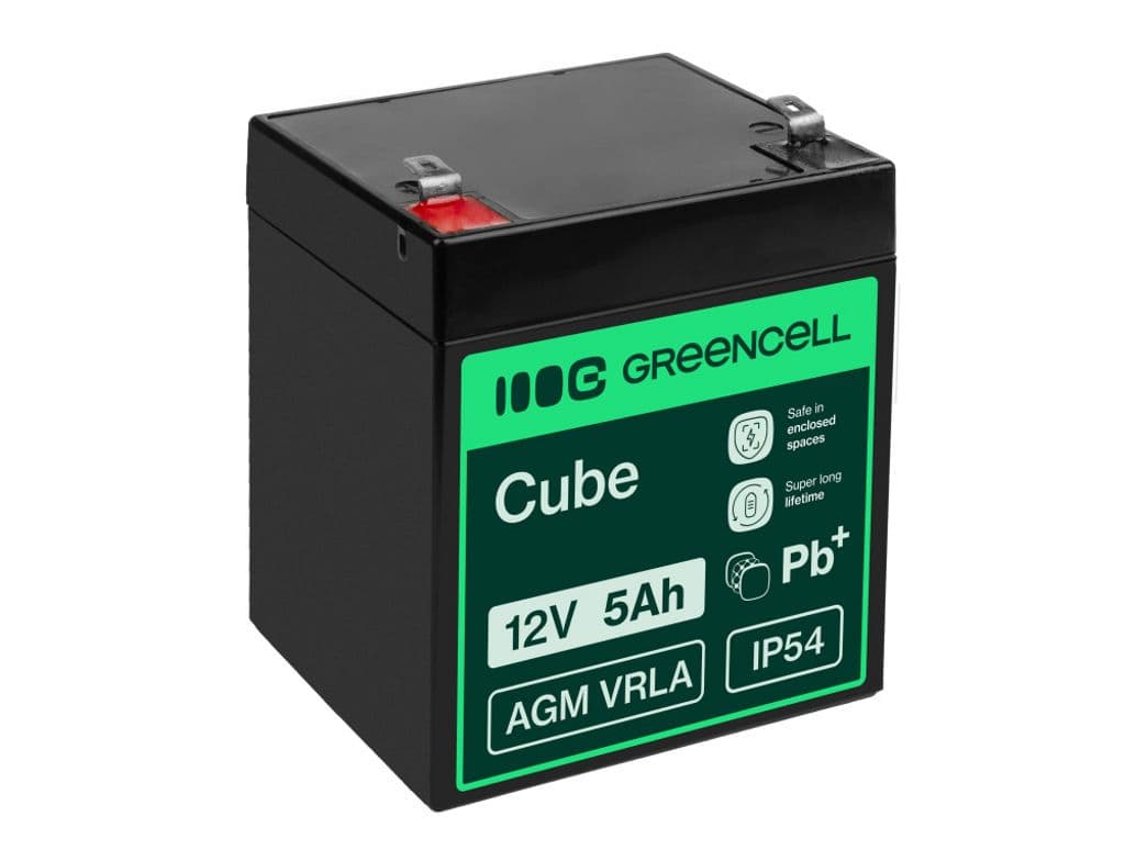 Green Cell AGM VRLA 12V 5Ah vedlikeholdsfritt batteri for alarmsystem, kasseapparat, leker