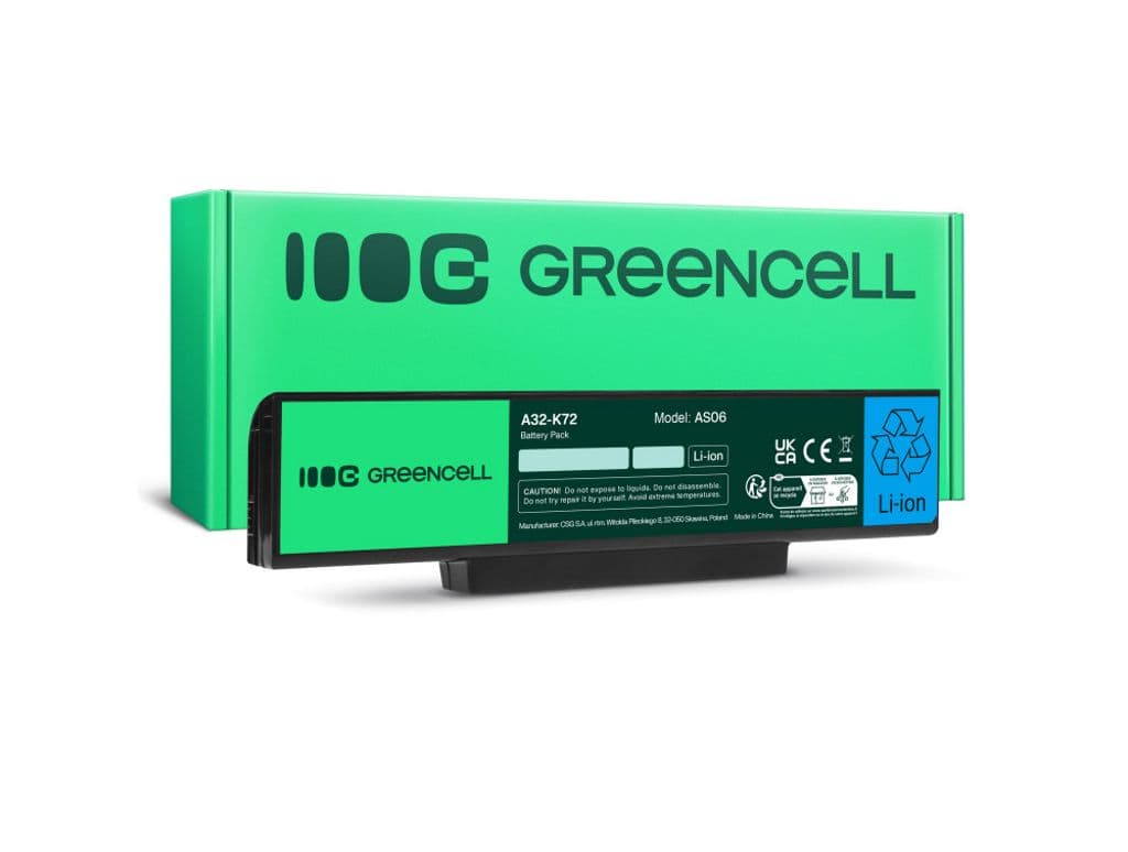 Green Cell-batteri til Asus A32-K72 osv., 10,8V 4400mAh
