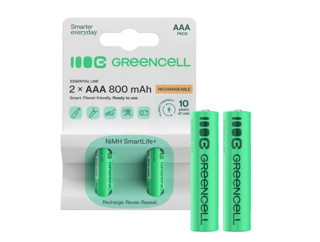 Green Cell oppladbare AAA-batterier 800 mAh, 1,2 V, 2-pakning