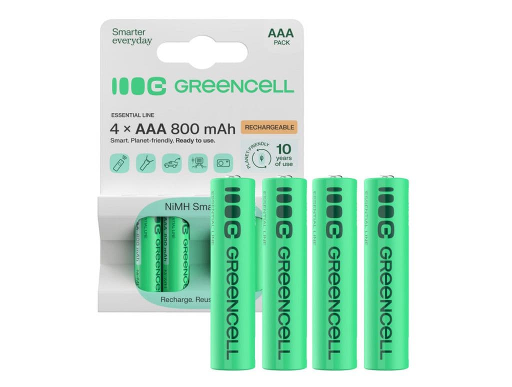 Green Cell Oppladbare AAA-batterier 800mAh, 1.2V, 4-pakk