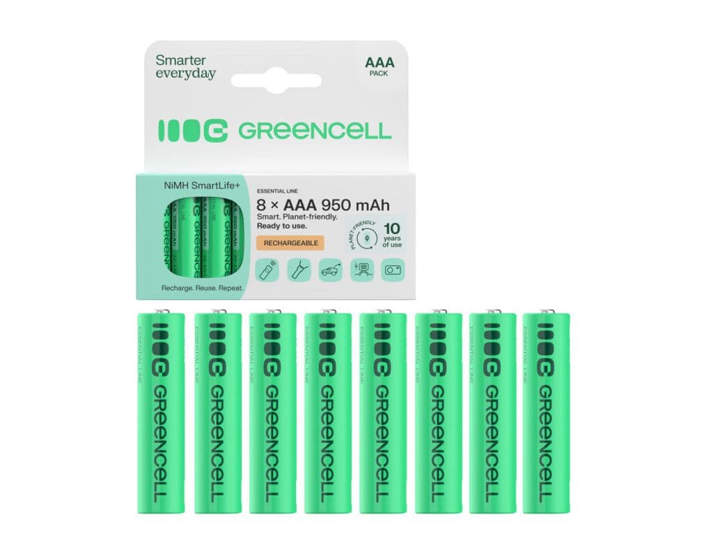 Green Cell 8x AAA HR03 950mAh Oppladbare Batterier Langvarig Kraft