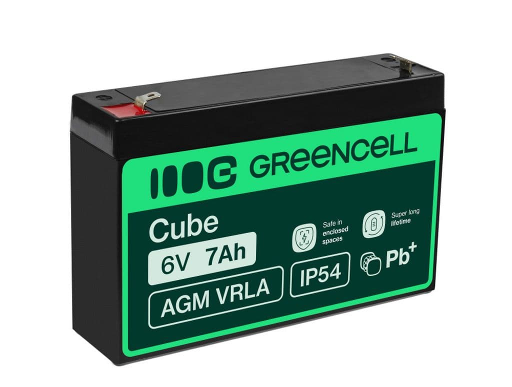 Green Cell AGM VRLA 6V 7Ah batteri for alarmsystemer, kasseapparater, leker