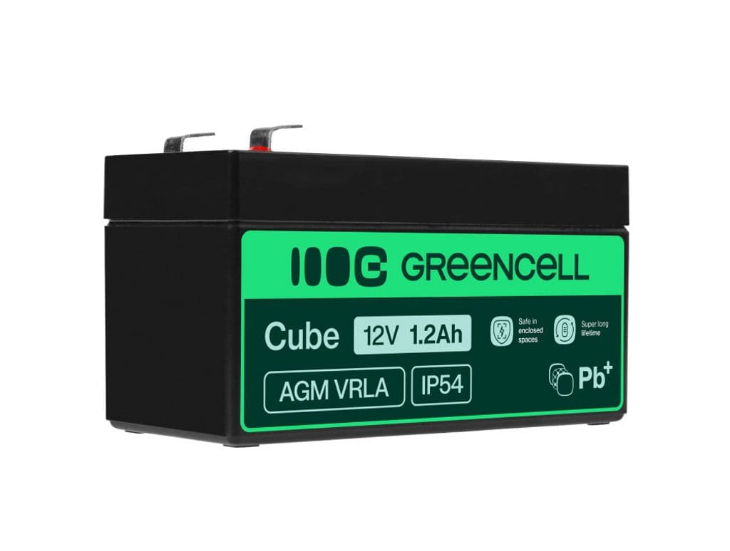 Green Cell 12V 1,2Ah VRLA-batteri for alarmer, kasseapparater og leker