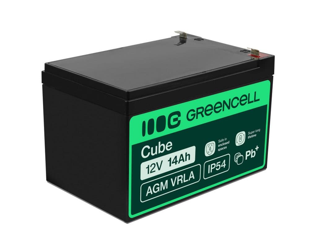 Green Cell AGM VRLA 12V 14Ah vedlikeholdsfritt batteri for alarmsystemer, kasseapparater, leker