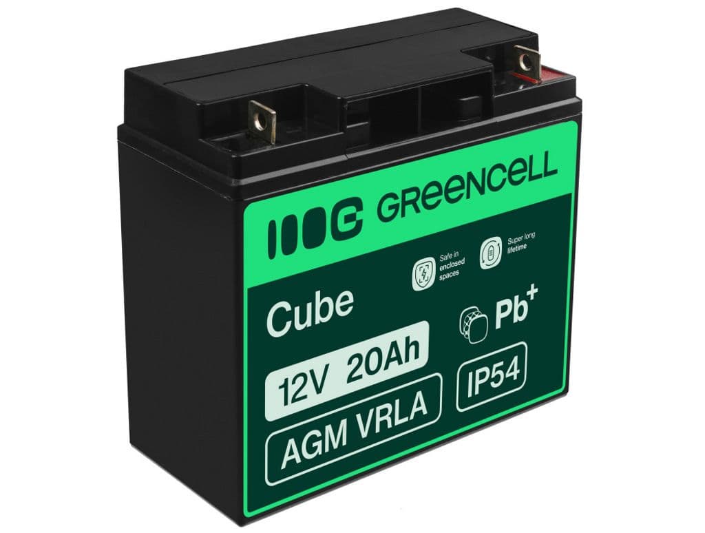 Green Cell AGM VRLA 12V 20Ah batteri for gressklipper, scooter, båt, rullestol
