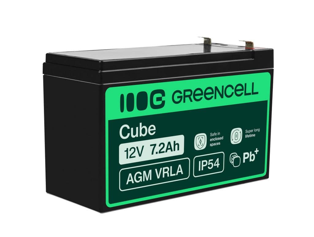 Green Cell AGM VRLA 12V 7,2Ah vedlikeholdsfritt batteri for alarmsystemer, kasseapparater, leker