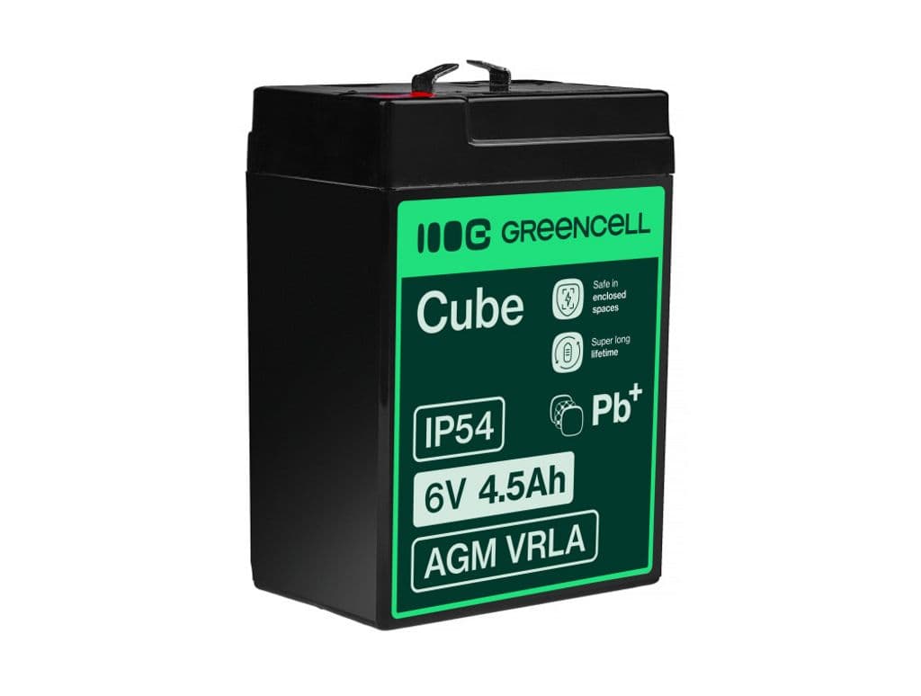 Green Cell AGM VRLA 6V 4,5Ah vedlikeholdsfritt batteri for alarmsystem, kasseapparat, leker