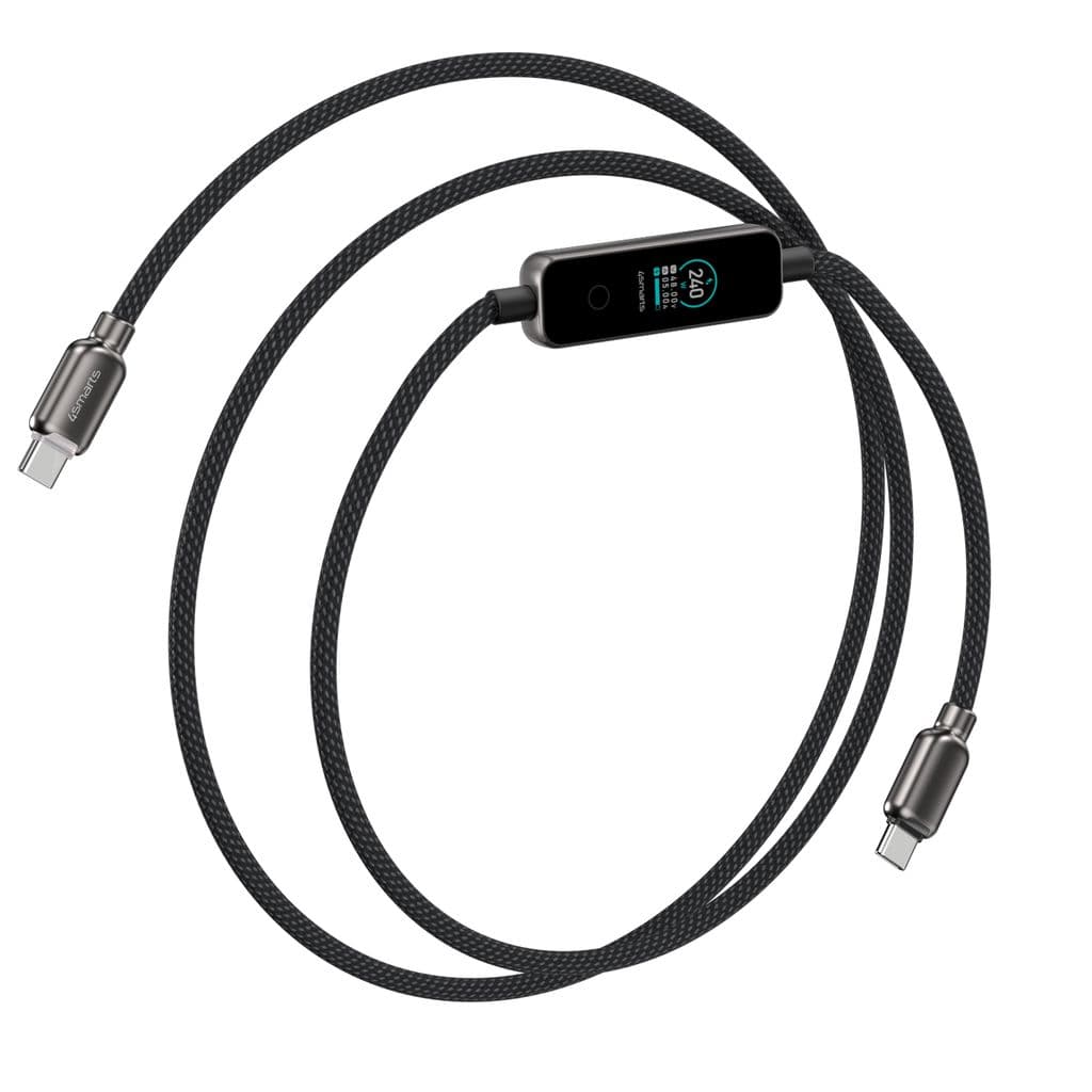 4Smarts ScreenCord USB-C ladekabel 240W, 1,2m - svart