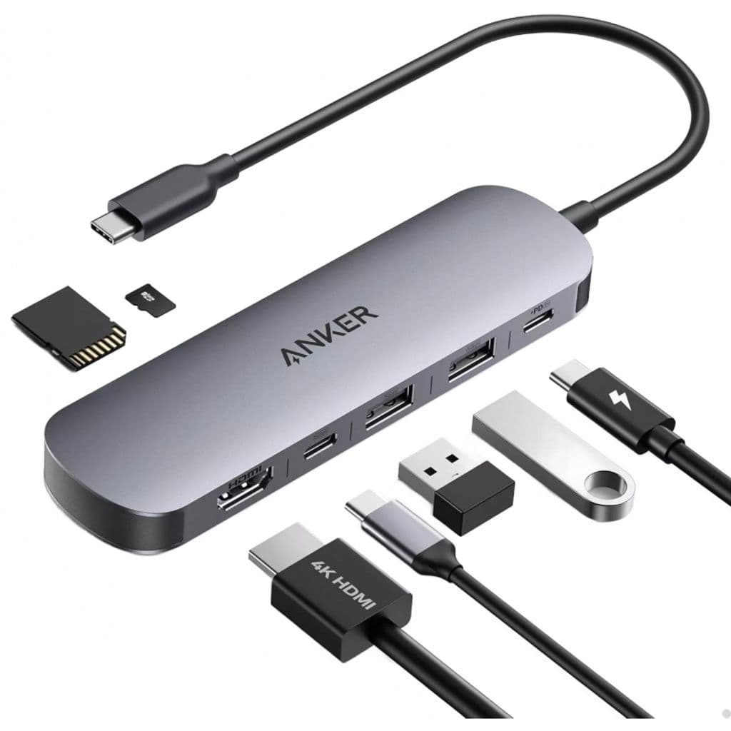Anker 7-i-1 USB-C-hub 2x USB-A / 2x USB-C / 1x HDMI / 1x SD / 1x microSD