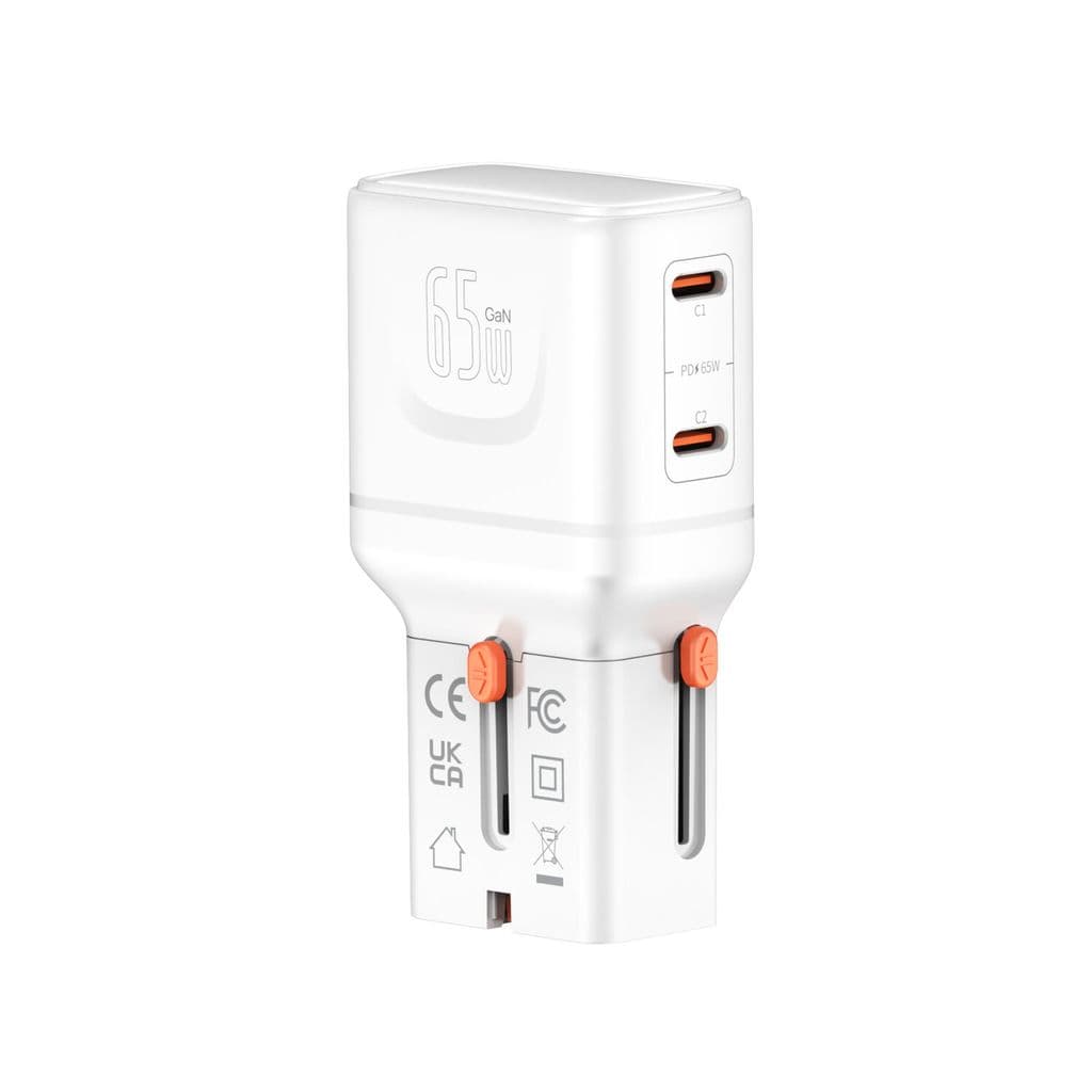 4Smarts Nomad Pocket GaN 65W universell reiseadapter - hvit