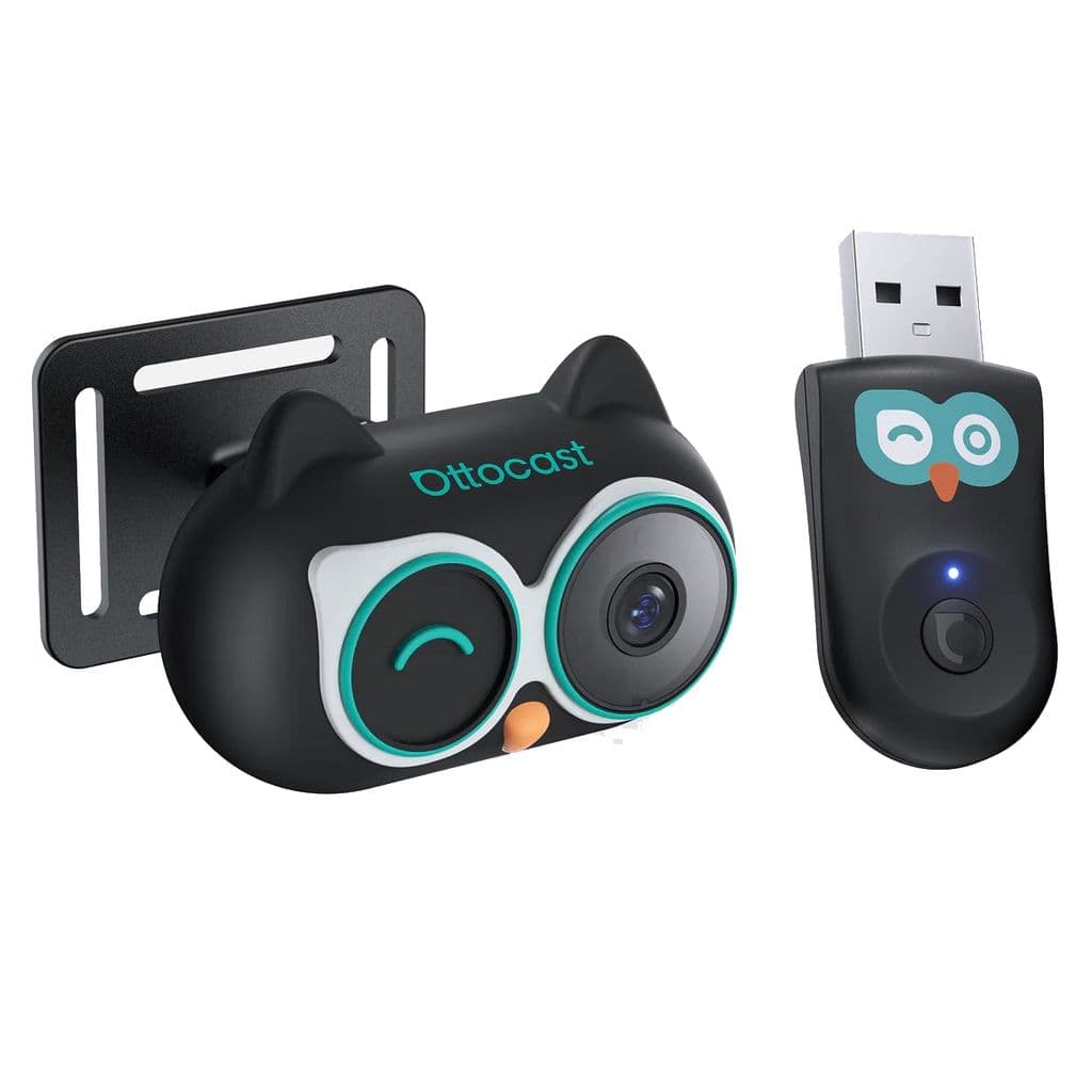 Ottocast Cabin Care Owl trådløs CarPlay-adapter for overvåking - svart