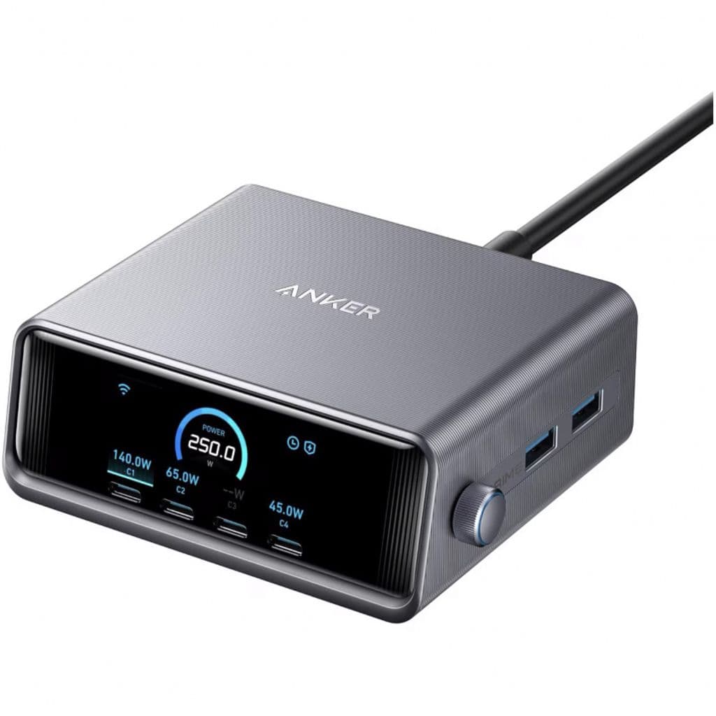 Anker Prime Bordlader 250W, 5A, 2x USB-A / 4x USB-C - Svart