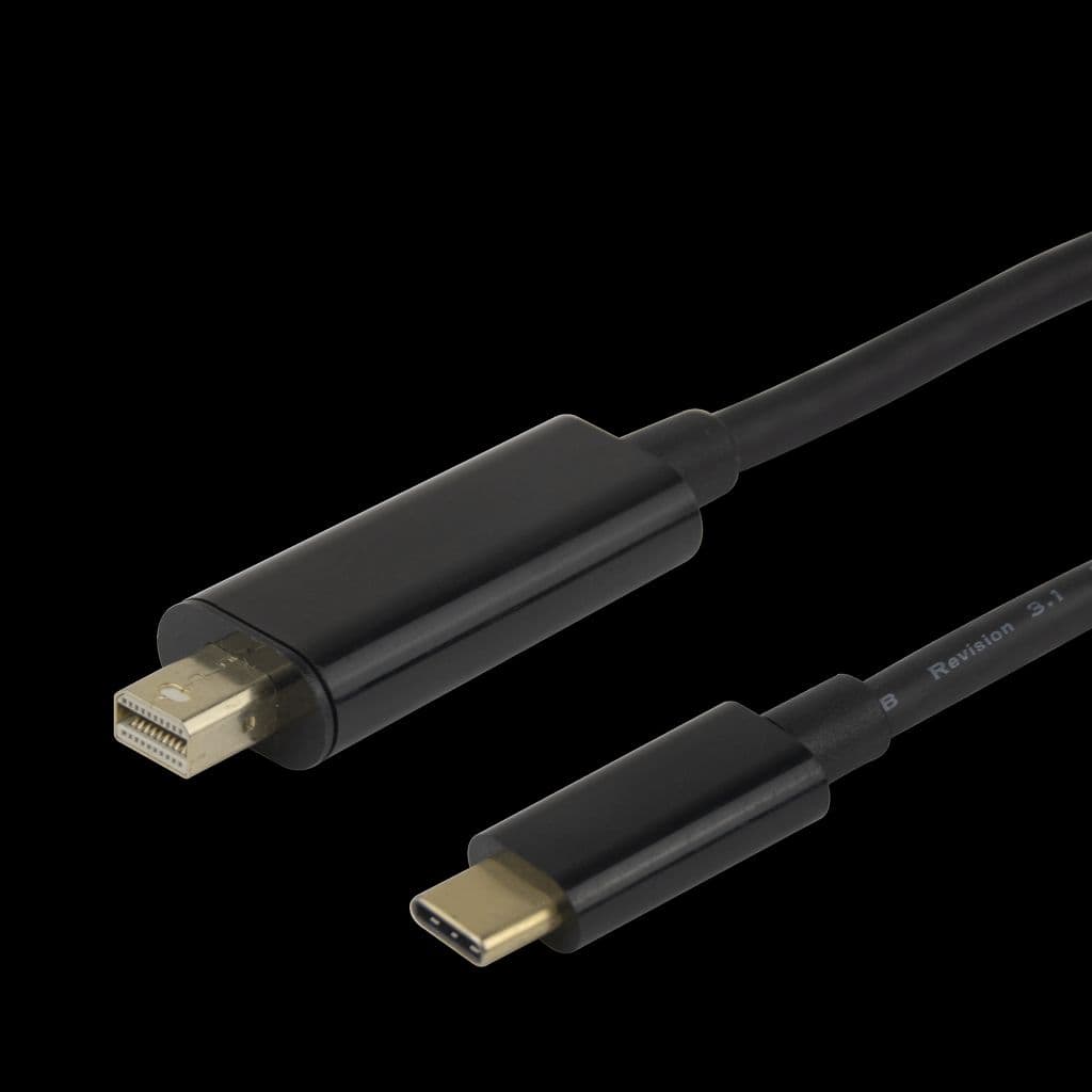 Deltaco USB-C til miniDisplayPort-kabel 4K UHD gullbelagt 1m - svart