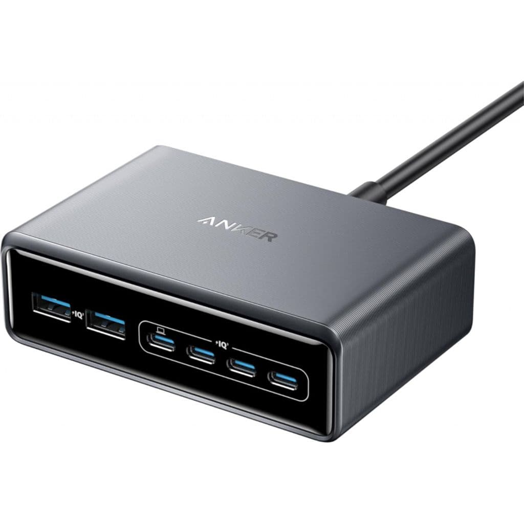 Anker Prime Bordlader 200W, 3A, 2x USB-A / 4x USB-C - Svart