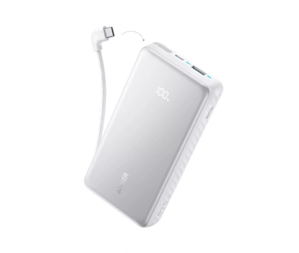 Anker Zolo Powerbank 20000mAh 22.5W QC+PD med USB-C-kabel - Hvit