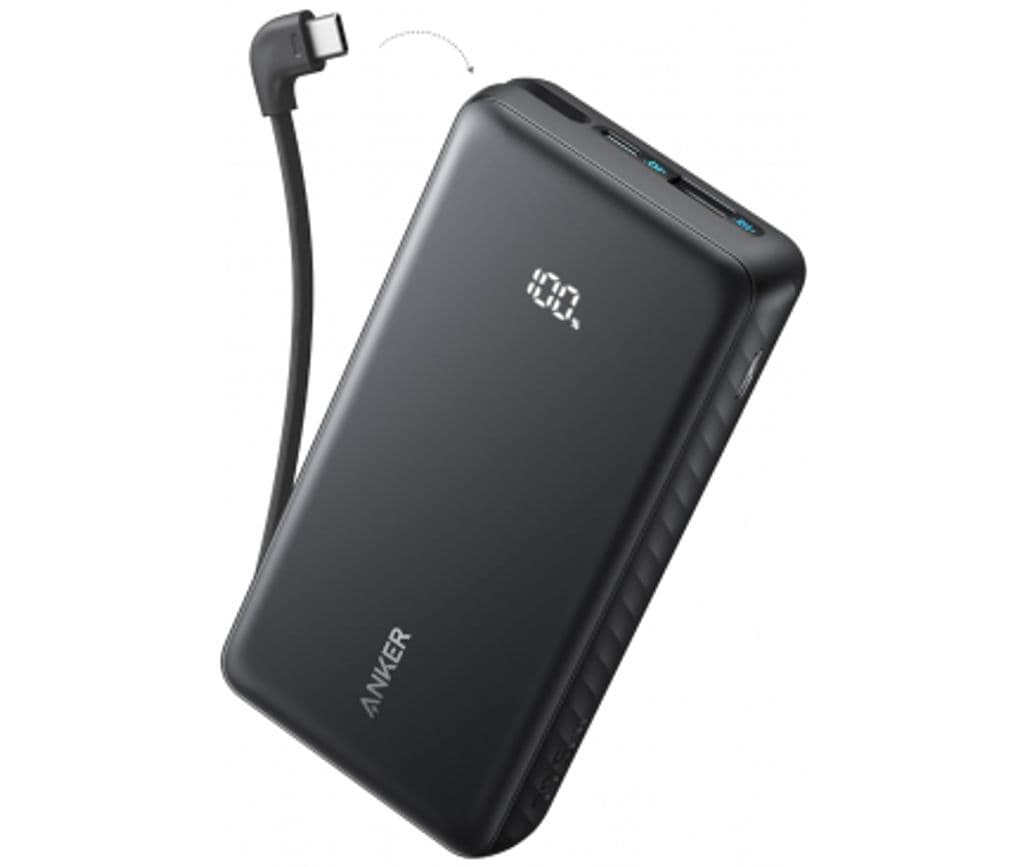 Anker Zolo powerbank 10000mAh, 22.5W QC+PD med USB-C-kabel - Svart