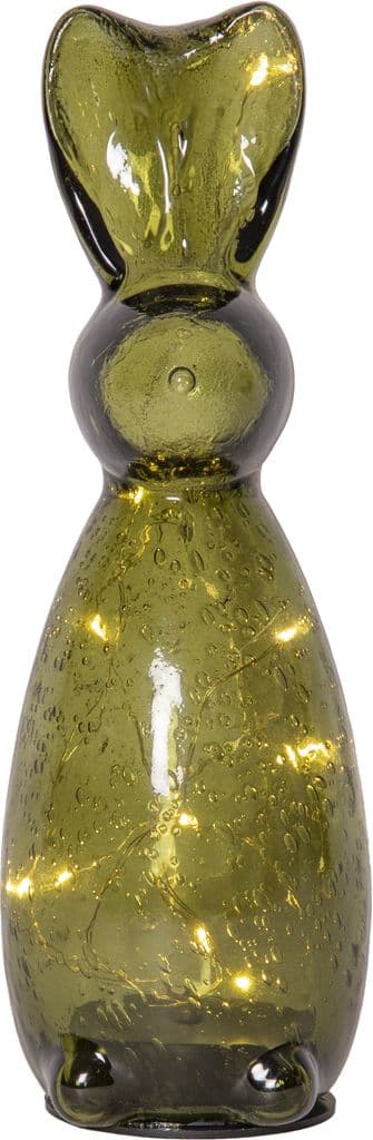 Batteridrevet grønn glassdekorasjon Harry Green kanin 25 cm LED