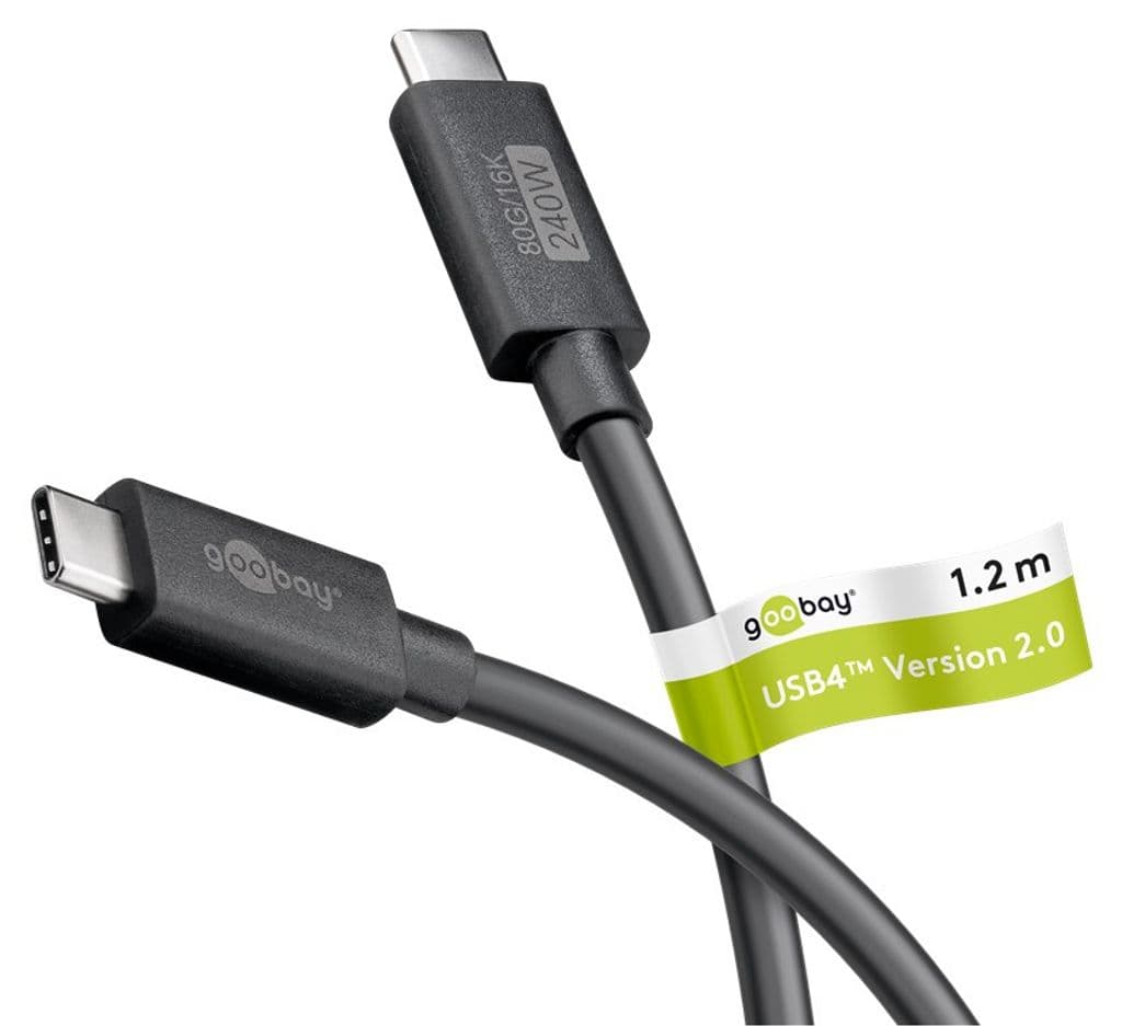 Goobay USB-C til USB-C-kabel PD, 240 W, 80 Gbit/s, 1,2 m