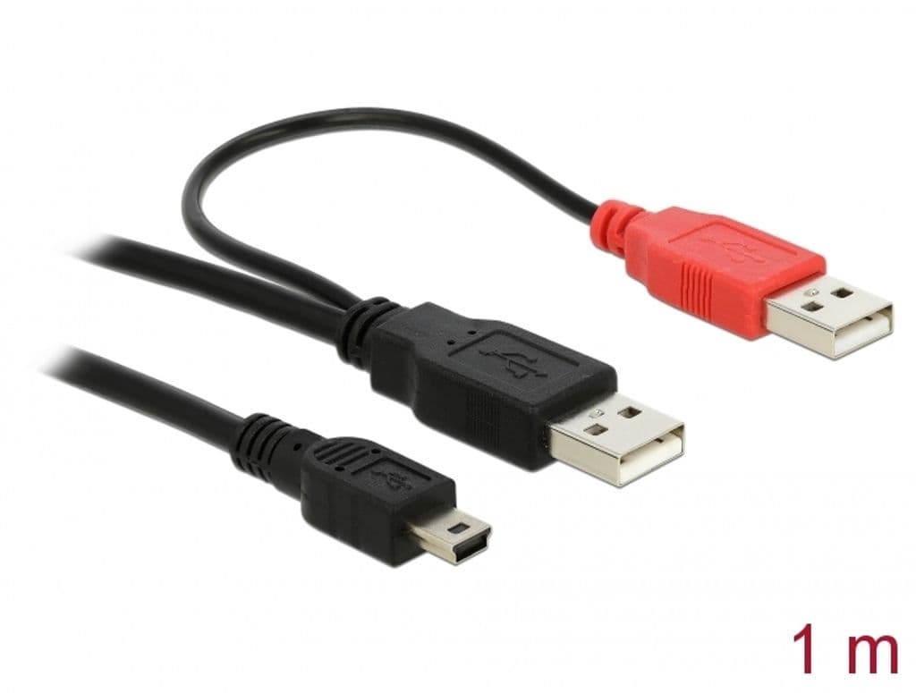 Delock USB-kabel 2 x USB 2.0-A hann til USB mini 5-pinners