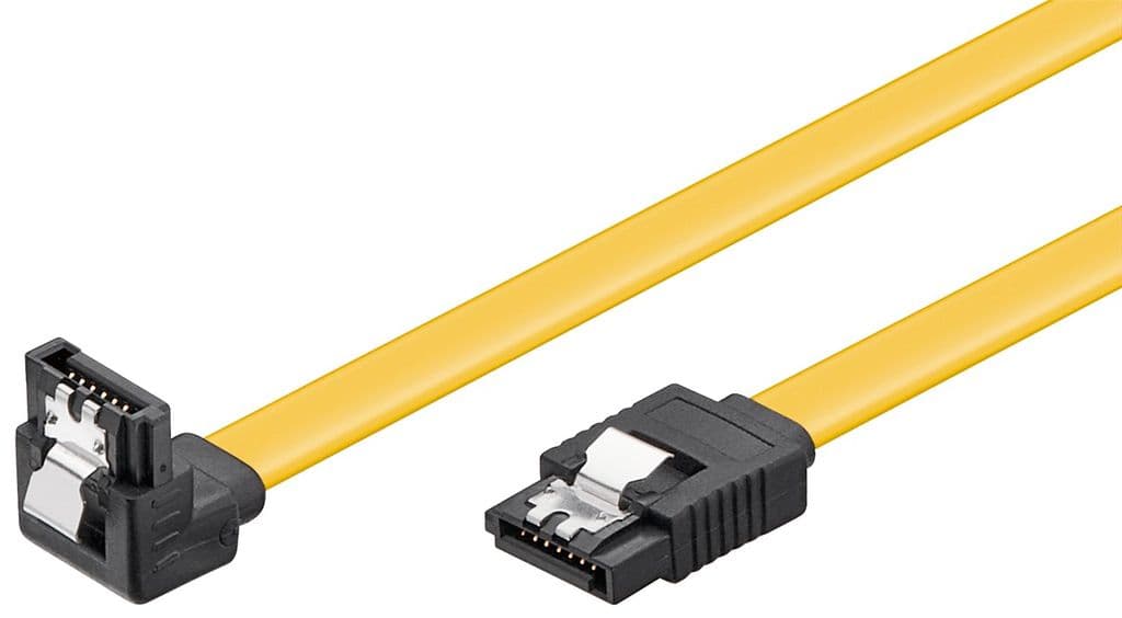 SATA L-Type hann til SATA L-Type hannkabel, 6 Gbit/s, 90° klips, 0,2m