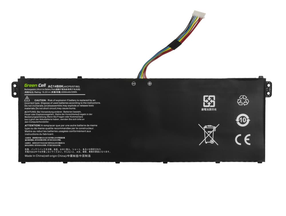 Green Cell-batteri AC14B3K AC14B8K for Acer Aspire 5 A515 osv., 15,2V 2100mAh