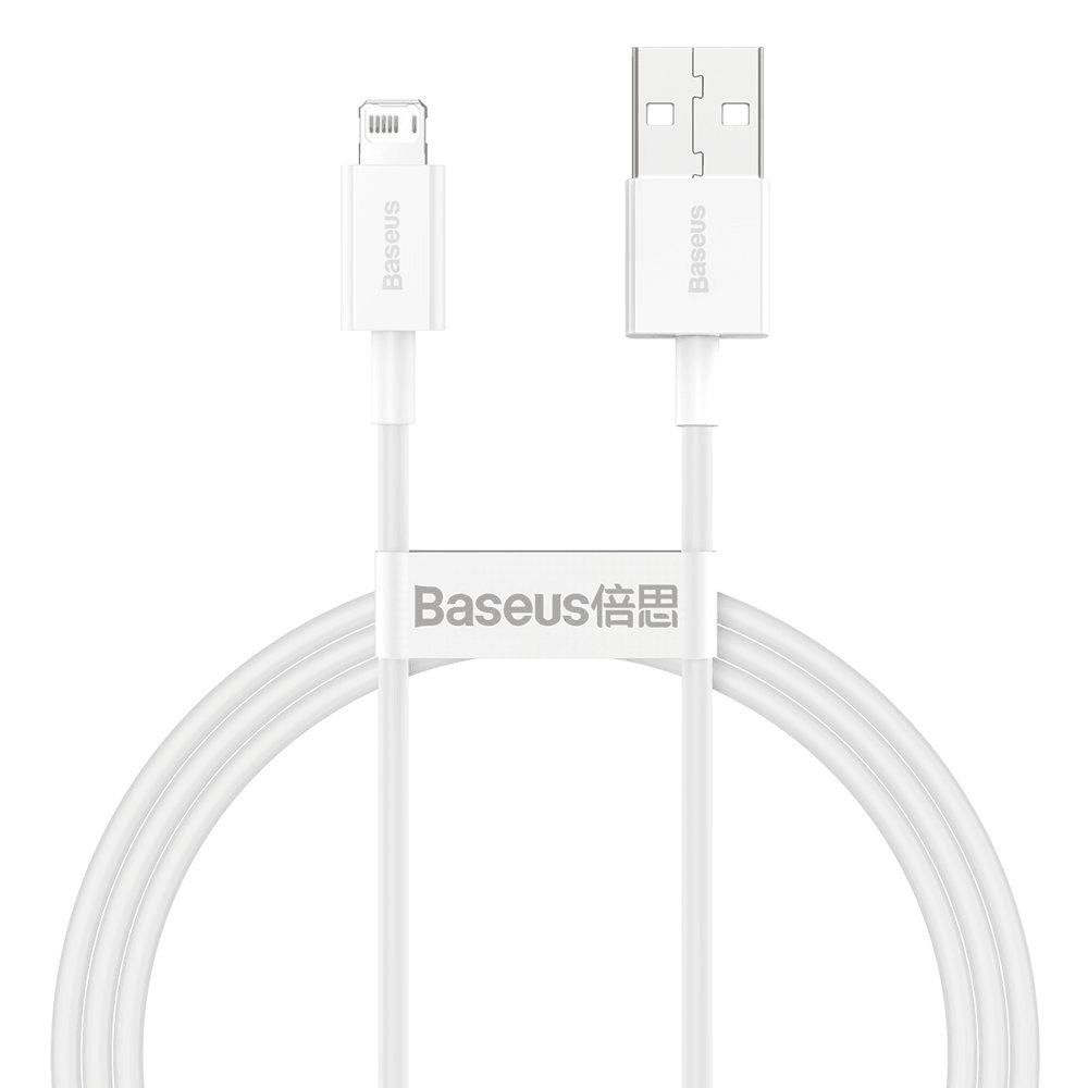 Baseus Superior Fast Charge USB-A til Lightning Kabel, 2.4A, 1m - Hvit