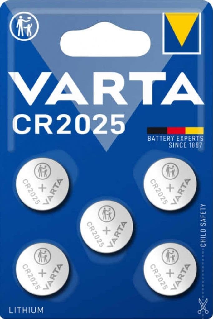 VARTA Lithium Coin knappcellebatteri CR2025, 5-pakning