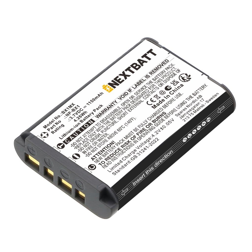 Batteri til NP-BX1 erstatningsbatteri