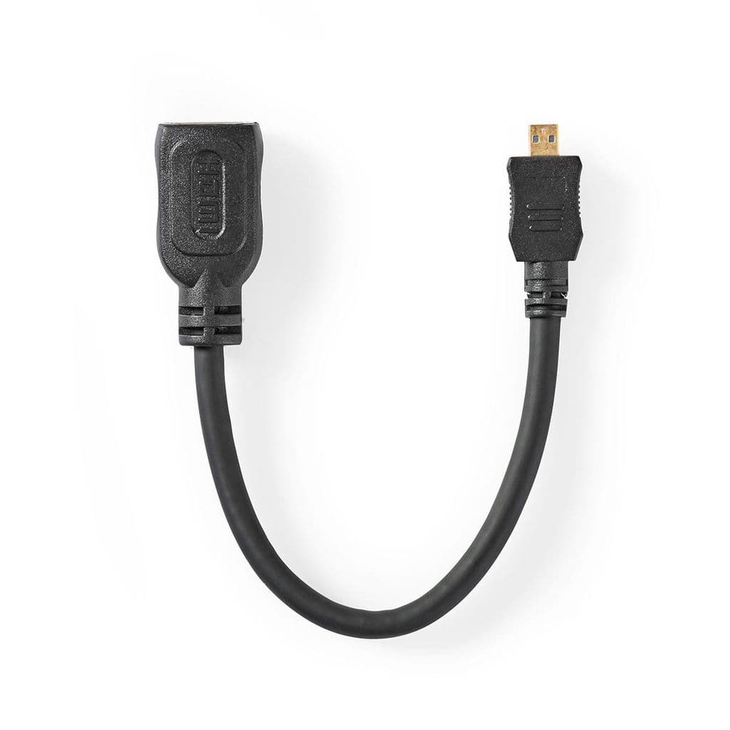 Høyhastighets HDMI-hunn til HDMI-mikrokabel med Ethernet, 4K@30Hz, 10,2 Gbps, 0,2m