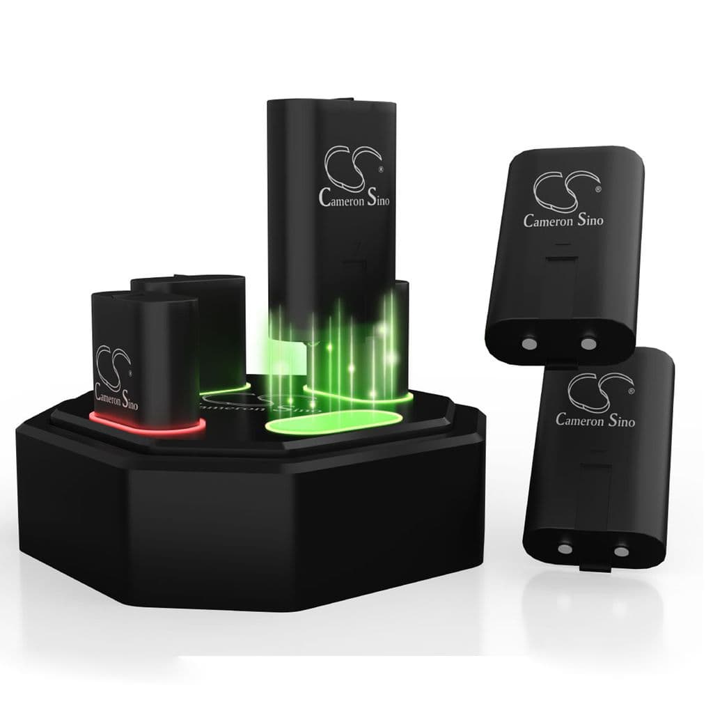 Lader med 4 x 1200 mWh oppladbare batteripakker