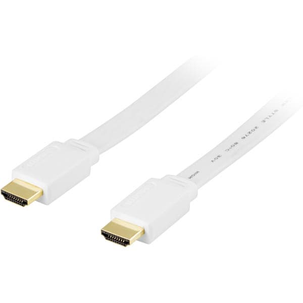 DELTACO flat HDMI-kabel, 1m, hvit