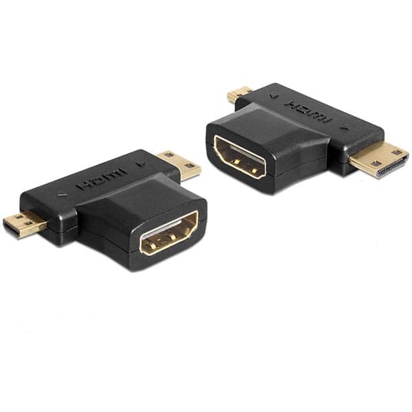 DeLOCK HDMI adapter, hun til mini-HDMI/micro-HDMI, svart