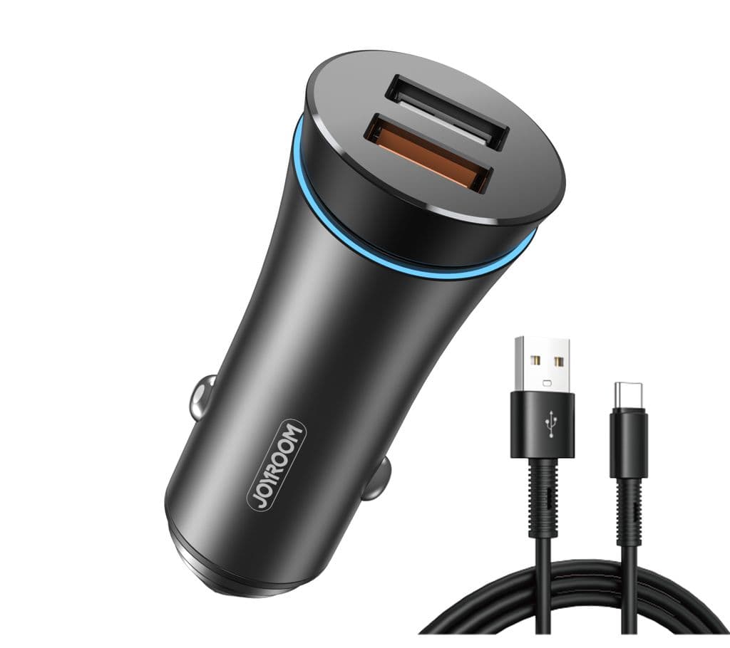 Joyroom 30W toports billader QC3.0 med USB-A til USB-C-kabel – svart