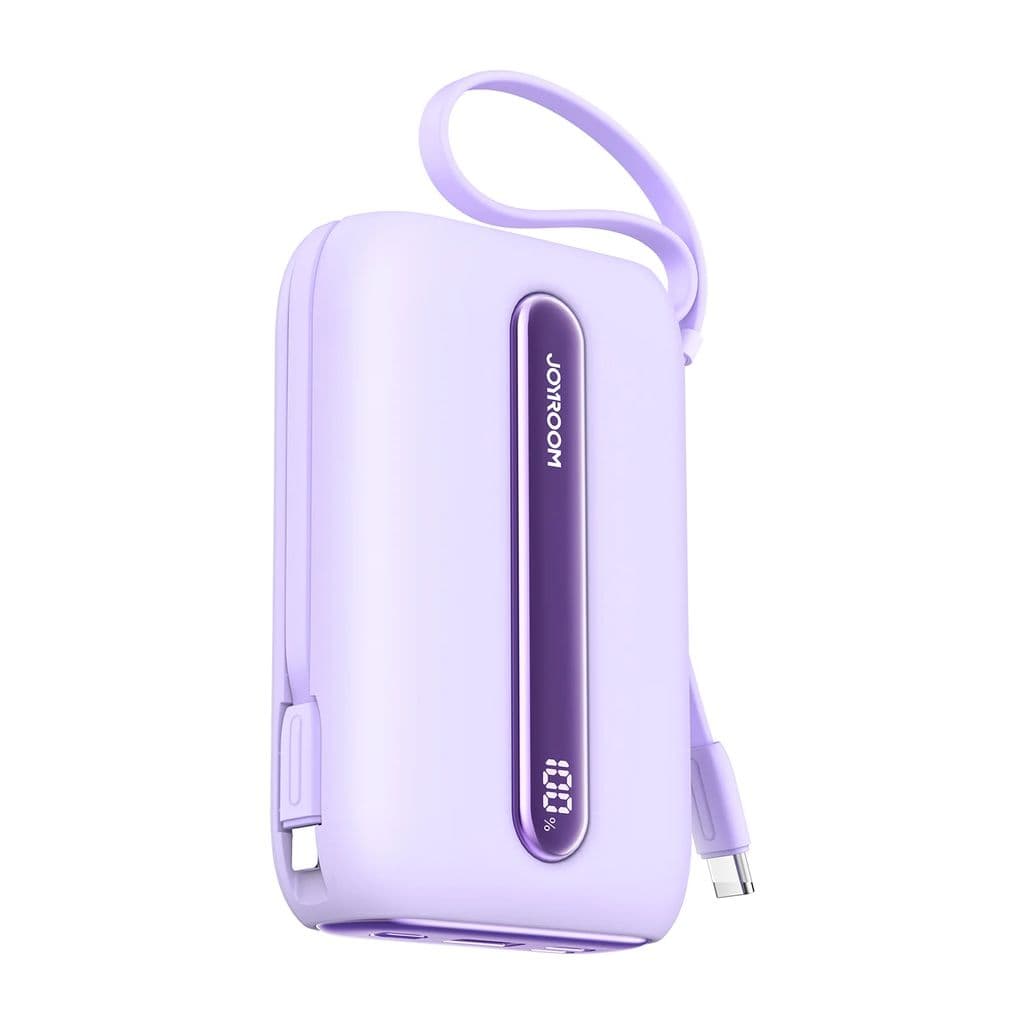 Joyroom hurtigladende 22,5 W mini-powerbank med doble kabler 20000 mAh - lilla