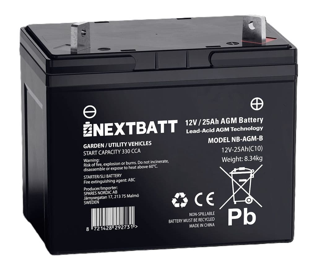 NEXTBATT AGM-batteri U1R 12V 25Ah – 195x125x156 mm
