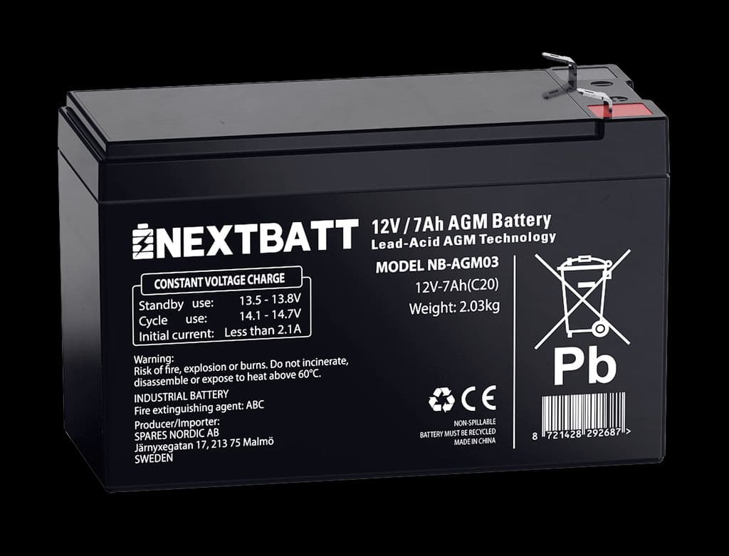 NEXTBATT AGM-batteri 12V 7Ah – 151x65x94 mm